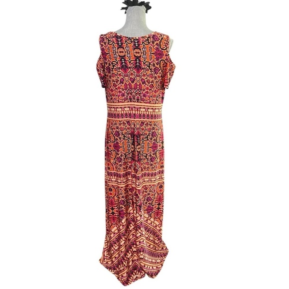 Emma & Michele Tribal Multicolor maxi dress, Pink, orange, black soft, size L - Picture 3 of 14